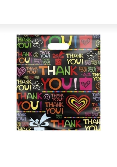 Takviyeli Baskılı Mağaza Poşeti 50'li 26x38 Cm 2 No Thank You Desen