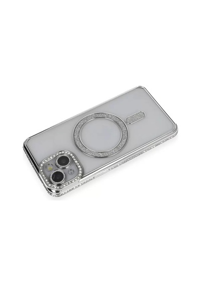 Newface Apple İphone 13 Kılıf Joke Simli Magneticsafe Kılıf - Gümüş