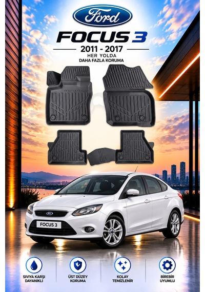 Ford Focus 3 2011-2017 Aracınıza Özel Üretim Havuzlu Paspas Takımı A+ -mod-