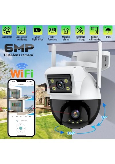 Wifi Ptz Kamera 8mp Çift Ekran Ip Kamera Dış Mekan Gece Görüşlü
