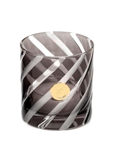 Siyah Spiral Kesme Cam Mumluk Altın