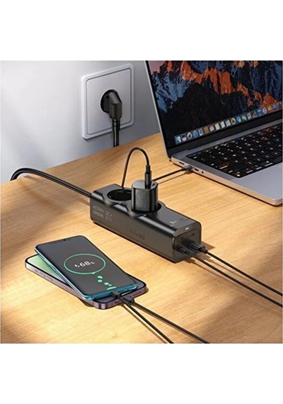 67w Hızlı Şarjlı Akıllı Çoklu Priz - 2000w Güç, 2 Usb-c + 2 Usb-a Çıkışlı, Telefon & Laptop Uyumlu