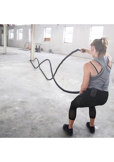 Dayanıklı Kılıflı Antrenman Halatı 9 Metre 38 Mm Battle Rope Crossfit Dayanıklılık Güç Antrenmanı
