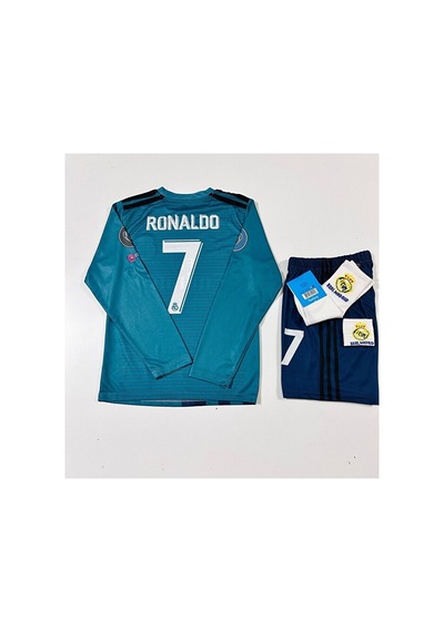 Real Madrid 2018 Cristiano Ronaldo Turkuaz Röveşata Uzun Kol Çocu