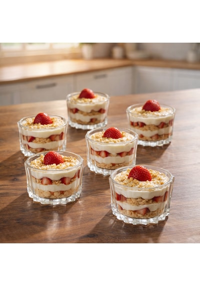 Porsima Ryg8068 Tulin 6lı Cam Kase Puding Tatlı Ve Dondurma Kasesi Kahvaltılık Kase Seti Çerez Kasesi 5x9cm Şeffaf