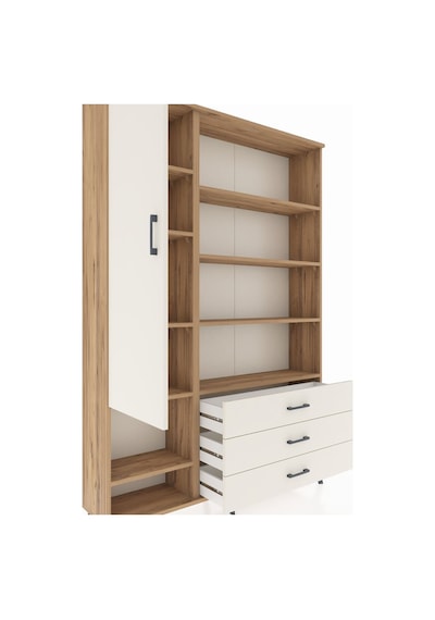 Arges Dolap 9 Raflı 3 Çekmeceli Tek Kapaklı 132x30x195 Çam-a... Çam
