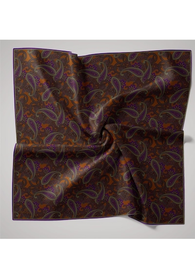 Silk Home Twill İpek Eşarp 11455-21 Tarçın, Yeşil, Gül Kurusu, Mor, Kahverengi
