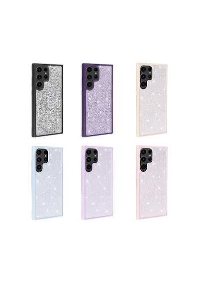 Zore Galaxy S23 Ultra Uyumlu Parlak Taşlı Tasarım Nvth Ston Kılıf-pembe
