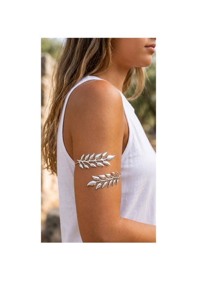 Luleaf Gümüş Yıldız Figürlü Gümüş Renkli Kol Takısı Üst Kol Bileziği Bohem Spiral Kolluk Silver Pazı Takısı Mat Gri