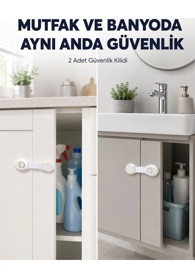 2'li Dolap Ve Çekmece Güvenlik Kilidi Seti