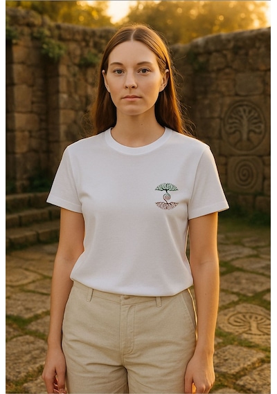 Oversize Unisex Ekru T-shirt - Hayat Ağacı Ekru