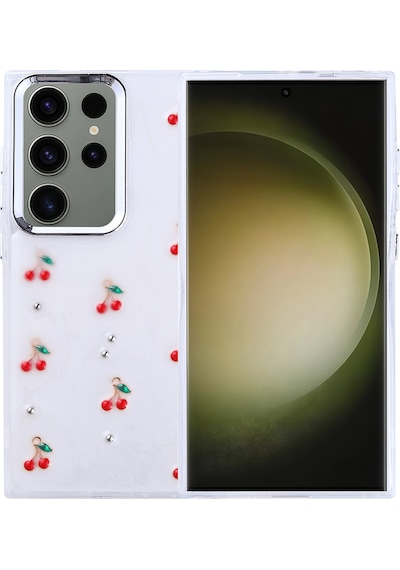 Galaxy S25 Ultra Kılıf Airbag Tasarımlı Simli Şeffaf Zore Kutup Kapak Kiraz