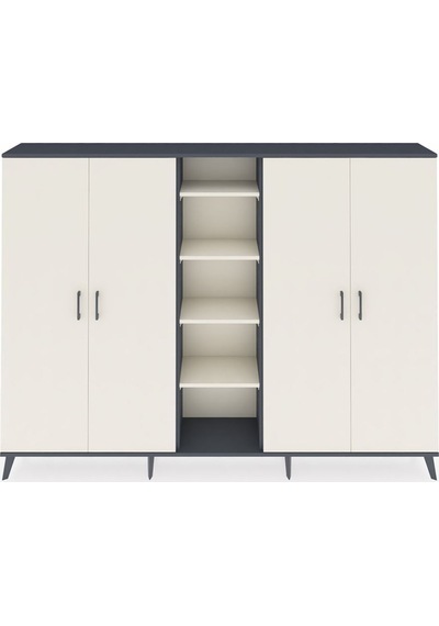 Arges Dolap 12 Raflı 4 Kapaklı 220x30x163 Antrasit-aytaşı Aytası - Antrasıt