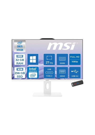 MSI PRO AP272P 14M-868XEUP11 i5-14400 32 GB 256 GB SSD 27" W11P AIO Masaüstü Bilgisayar