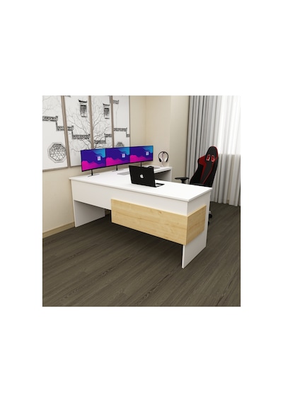 Sell 180 Cm L Çalışma Masası Ofis Masası Oyuncu Masası Beyaz - Safir Meşe Beyaz - Safir Meşe Sell 180 Cm L Çalışma Masası Ofis Masası Oyuncu Masası Beyaz - Safir Meşe Beyaz - Safir Meşe