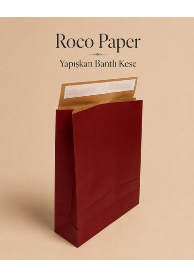 Yapışkan Bantlı Kraft Kese Kağıdı, Bordo, 25x8x30 Cm - 24'lü Paket, Hediye Ve Kargo Zarfı