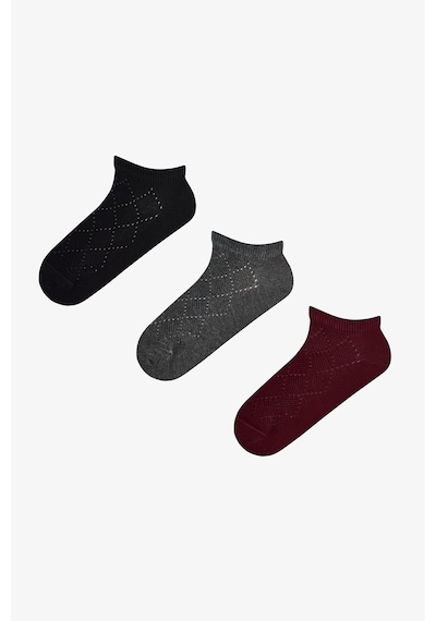 Penti Bordo Diamond Jacquard 3lü Patik Çorap Bordo-sıyah