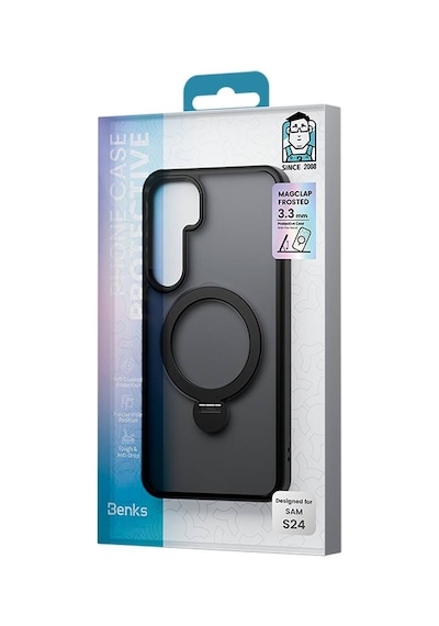 Galaxy S25 Kılıf M-safe Şarj Uyumlu Benks Standlı Mist Protective Kapak Siyah