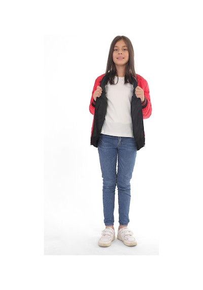 Spor Kız Çocuk Kolej Yaka Astarlı Su Ve Rüzgar Geçirmez Fermuarlı Cep Mont Ceket-210 Siyah