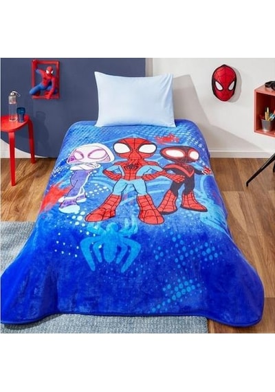 Taç Lisanslı Spidey And Friends Tek Kişilik Battaniye Mavi