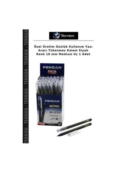 Özel Üretim Günlük Kullanım Yazı Aracı Tükenmez Kalem Siyah Renk 10 Mm Medium Uç 1 Adet Çok Renkli