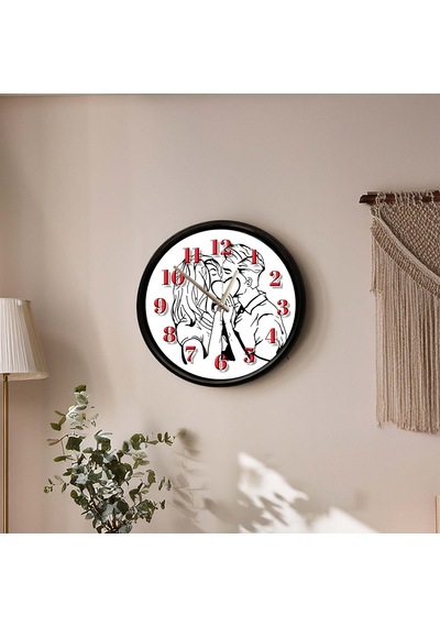 Romantik Aşk Temalı Çiftler Dekoratif Duvar Saati 28 Cm Sessiz Mekanizma Çok Renkli