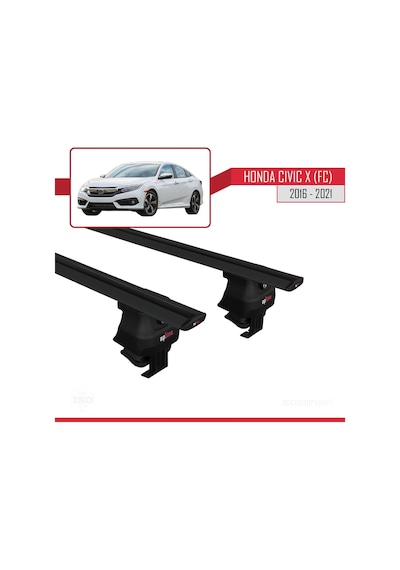 Honda Civic X Fc Sedan 2016-2021 Arası İle Uyumlu Ace-4 Ara Atkı Tavan Barı Siyah