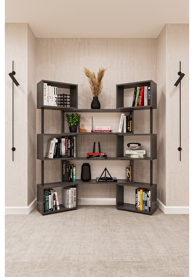 Asra Trend Modern Ayarlanabilir Raflı Ev Ofis Kitaplık %100 Mdf Dekoratif Kütüphane Kitaplık Dk02 Koyu Gri Asra Trend Modern Ayarlanabilir Raflı Ev Ofis Kitaplık %100 Mdf Dekoratif Kütüphane Kitaplık Dk02 Koyu Gri