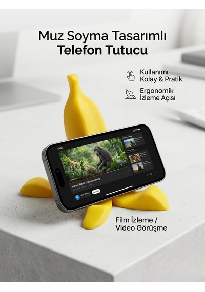 Muz Soyma Tasarımlı Telefon Tutucu Diğer