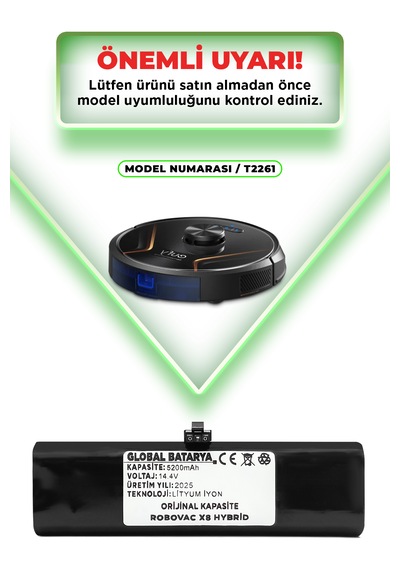 Anker Eufy Robovac X8 Hybrid Uyumlu Batarya 5200mah