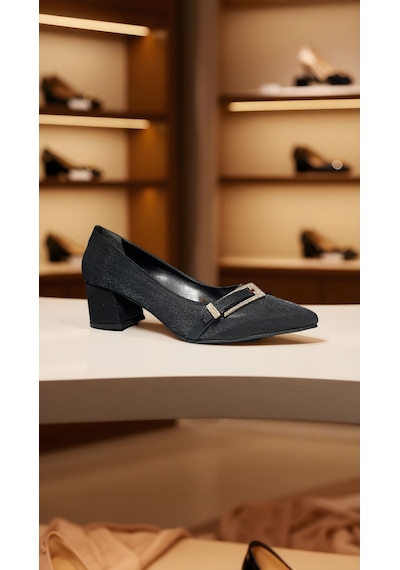 Altın Pabuç Kadın Topuklu Ayakkabı - Siyah Stiletto, Günlük Ve Ofis İçin Rahat Model Siyah Altın Pabuç Kadın Topuklu Ayakkabı - Siyah Stiletto, Günlük Ve Ofis İçin Rahat Model Siyah
