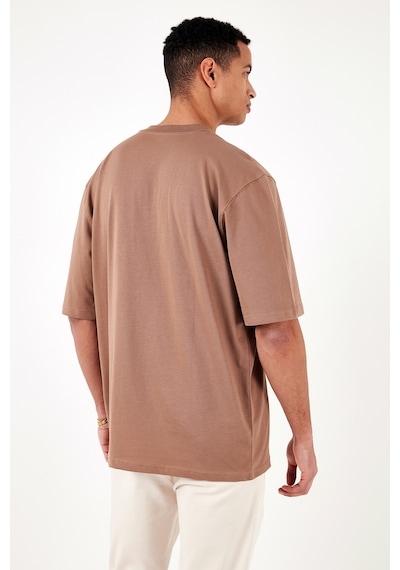 Buratti Pamuklu Oversize Bisiklet Yaka Basic Erkek T Shirt 5902365 Toprak