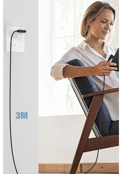 Usb To Lightning 3m 2.4a Kablo - Siyah Standart