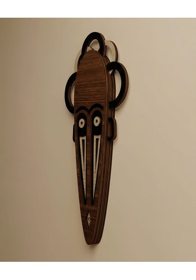 Modern Afrika Tarzı Ahşap Duvar Mask Mdf - Kahverengi Siyah Tribal Kabile Mask 1