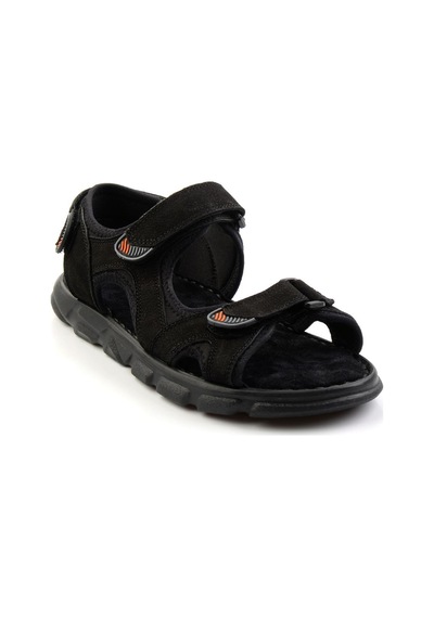Bambi Siyah Leather Erkek Sandalet E05078102501 Siyah