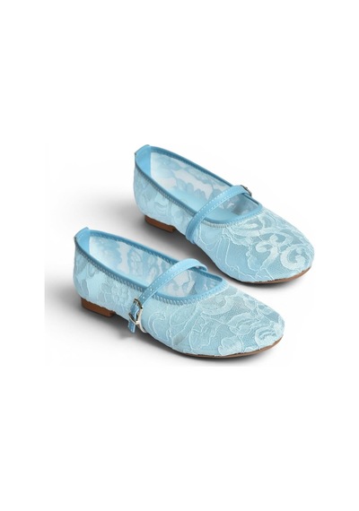 Fox Shoes Y726864006 Mavi Dantelli Kadın Babet