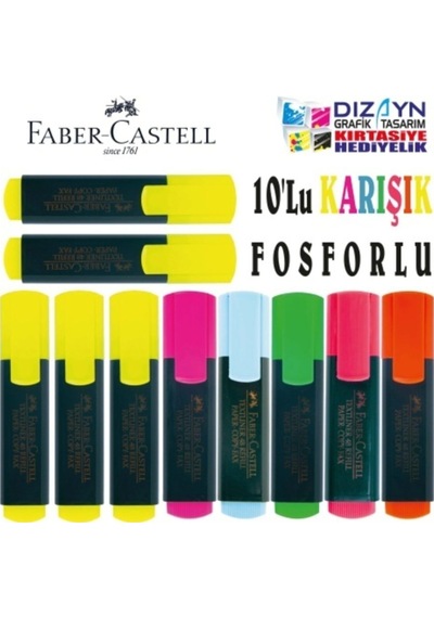 Fosforlu Kalem 10lu 5sarı+5karışık Yeşil