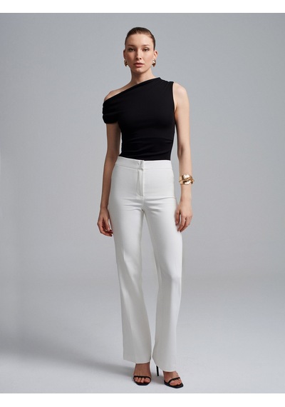 Dilvin 72641 Çan Paça Pantolon-beyaz Beyaz