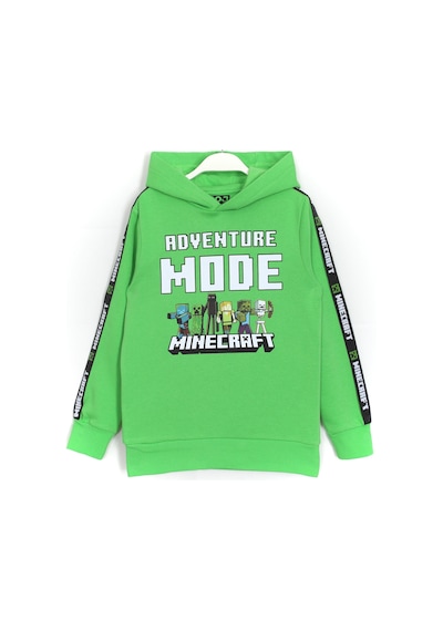 Minecraft Adventure Mode Baskılı Unisex Çocuk 2 İp Hoodie Yeşil