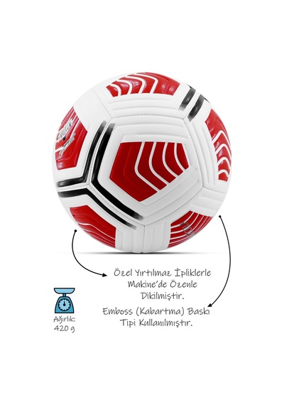 Futbol Topu Score Sert Zemin Halı Sahada Topu No:5 Kırmızı