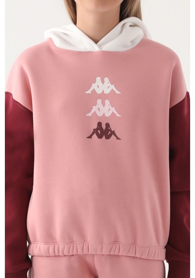 Kappa Pembe Garnili Kol Detaylı Kapüşonlu Kız Çocuk Sweatshirt 5274-41940 Pembe