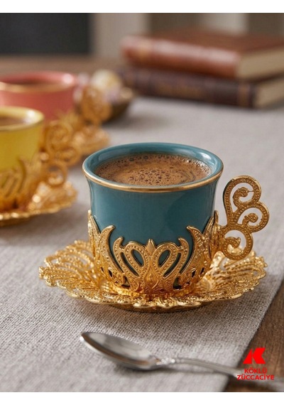6 Kişilik Kahve Fincan Takımı Çok Renkli Gold