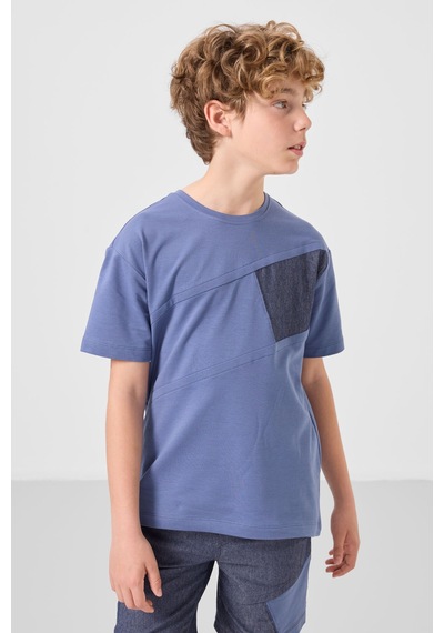 Koyu Mavi-kot Lacivert Pamuklu Oversize Fit Dokuma Hafif Esnek Chino Erkek Çocuk Şort Takım - 11275 Koyu Mavi