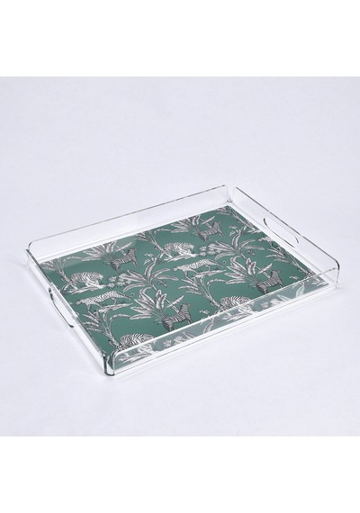 Jungle Pleksi Zebra Yeşil Tepsi 40x30 Cm