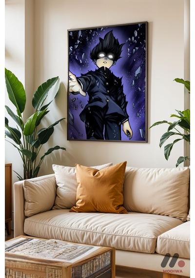 Mob Psycho Uzay Sahnesi Poster, Siyah Çerçeveli Duvar Tablosu - Anime Severlere Özel Hediye