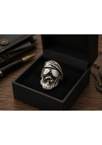 Ragnar Shadow Skull Ring Asi Kaptan Kurukafa Erkek Yüzüğü, Detaylı Kurukafa Figürü Çok Renkli