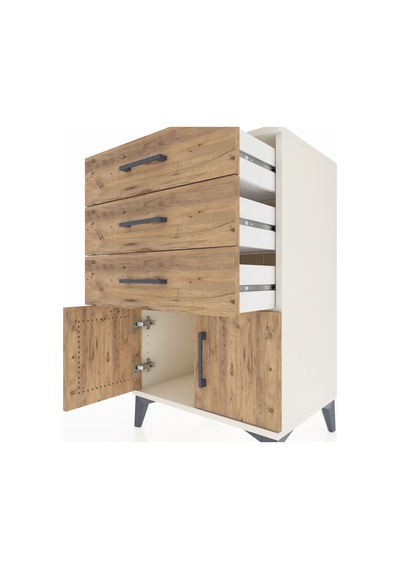 Hyperion Komodin 3 Çekmeceli 2 Kapaklı 60x44x96 Aytaşı-çam Aytaşı