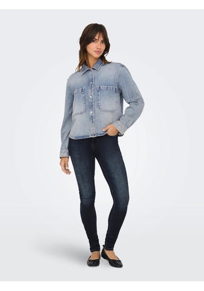 Name It Only Onlcassie Ls Ovs Kadın Denim Gömlek 15329891 Mavi
