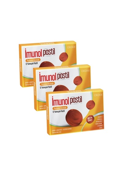 Orzax İmunol Portakal Aromalı Pastil 3 x 12 Pastil
