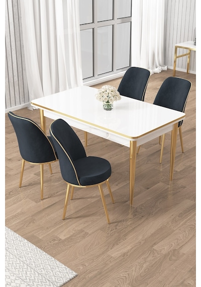 Canisa Rewa Serisi 70x110 Sabit Beyaz Gold Detay Masa Takımı Ve 4 Antrasit Sandalye Masa Beyaz Sandalye Antrasit Ayak Gold Canisa Rewa Serisi 70x110 Sabit Beyaz Gold Detay Masa Takımı Ve 4 Antrasit Sandalye Masa Beyaz Sandalye Antrasit Ayak Gold